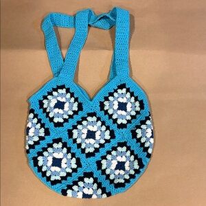 Handcrafted Blue Crochet Tote Bag